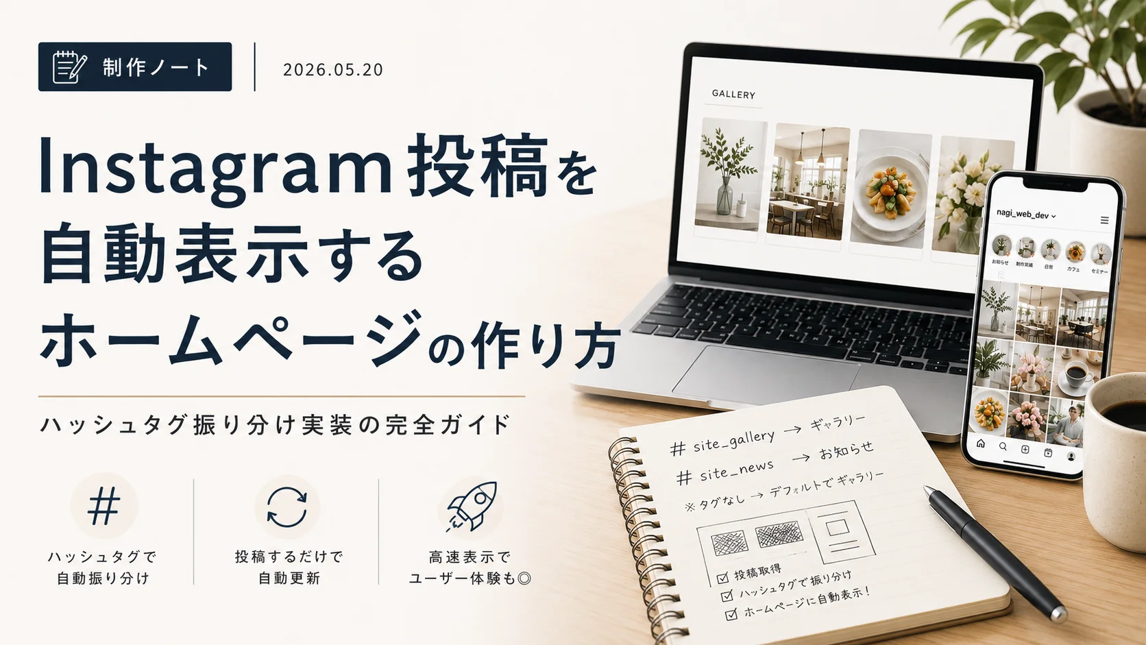 Instagram投稿を自動表示するホームページの作り方｜ハッシュタグ振り分け実装の完全ガイド